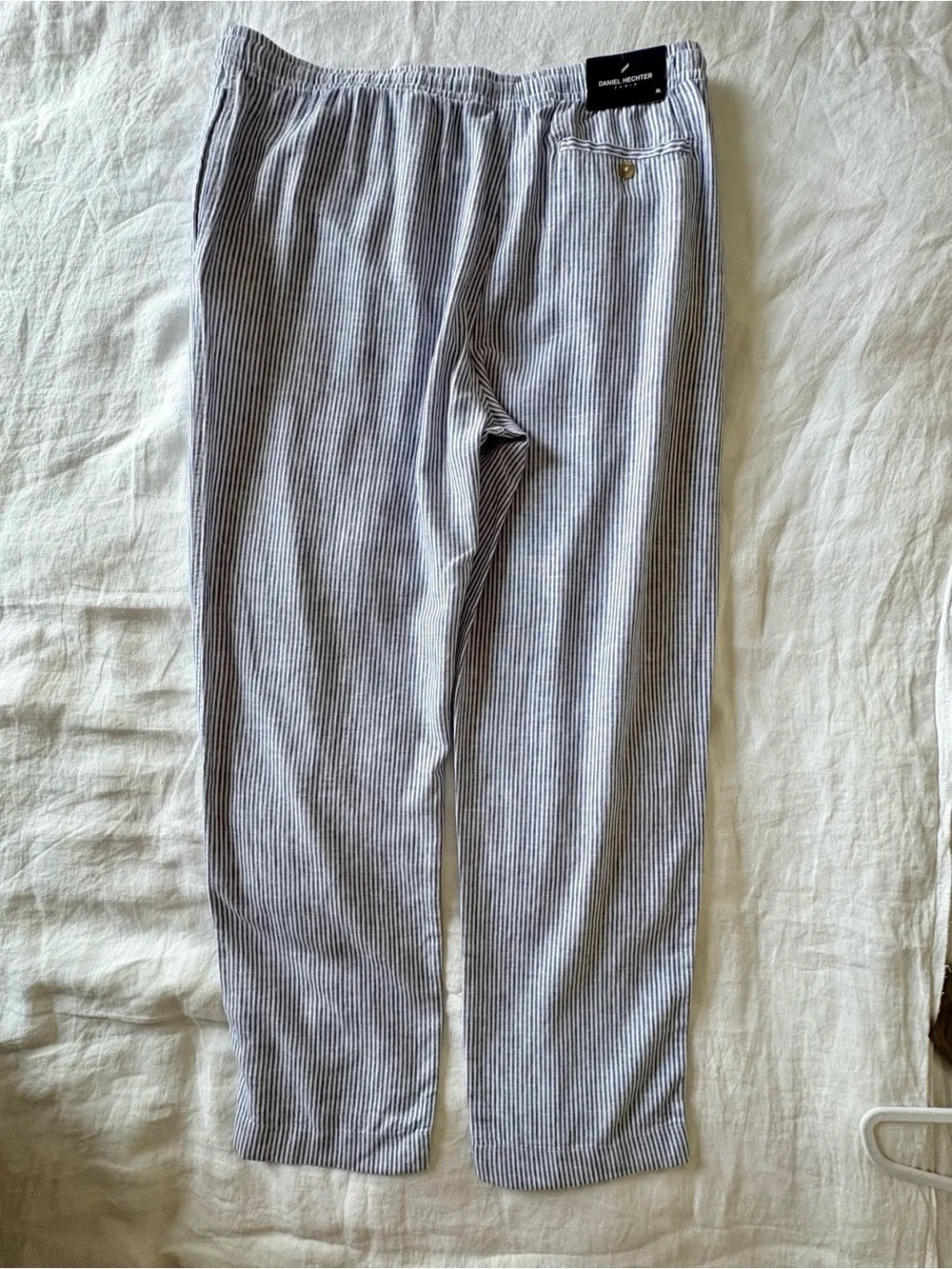 Daniel Hechter Paris Linen Blend Stripe Drawstring Pants XL NWT Resort Beach